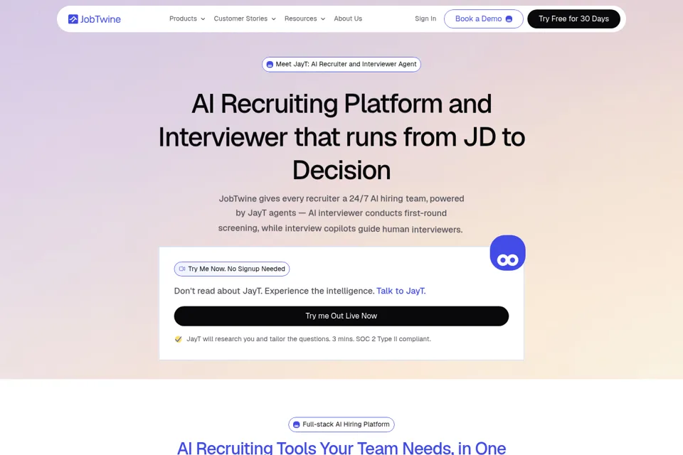 Aperçu de la landing page