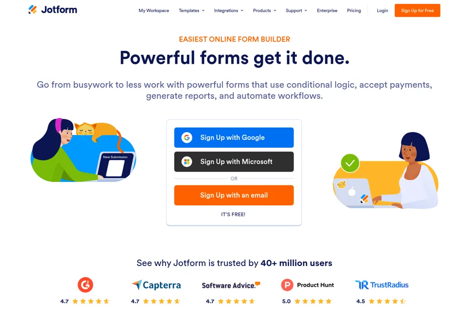 Aperçu de la landing page
