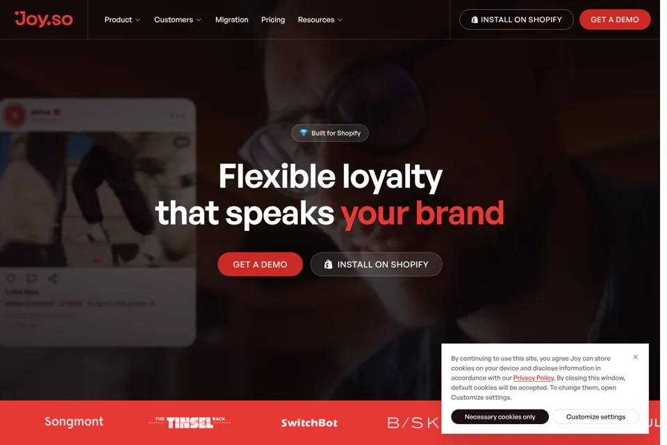 Aperçu de la landing page
