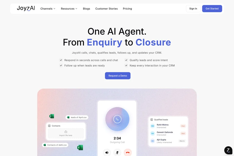 Aperçu de la landing page