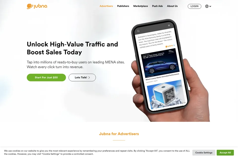 Aperçu de la landing page