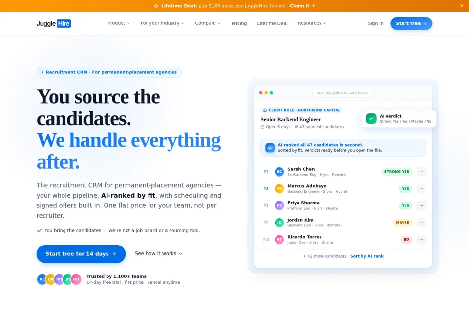 Aperçu de la landing page