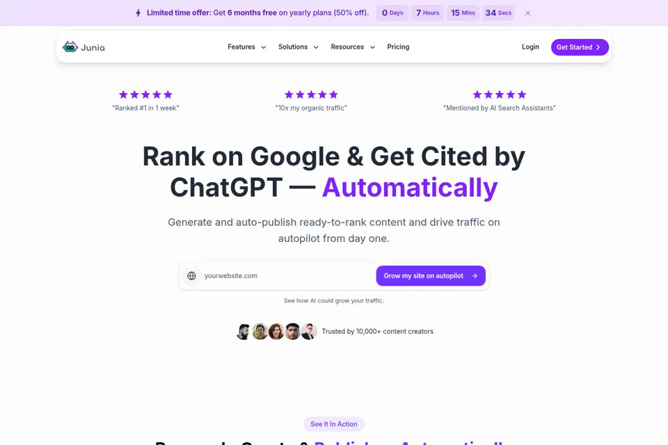 Aperçu de la landing page