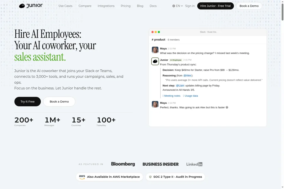 Aperçu de la landing page