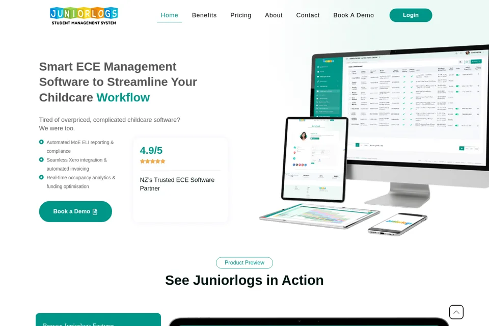 Aperçu de la landing page