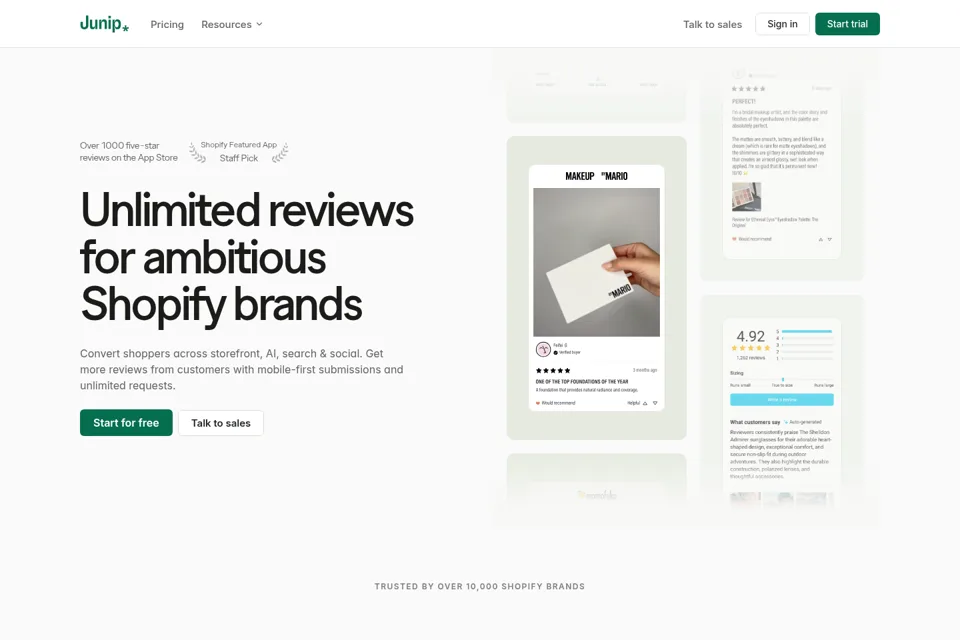 Aperçu de la landing page