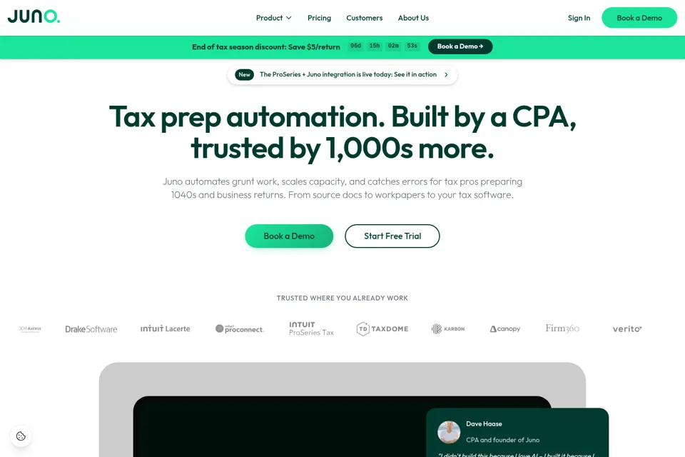 Aperçu de la landing page