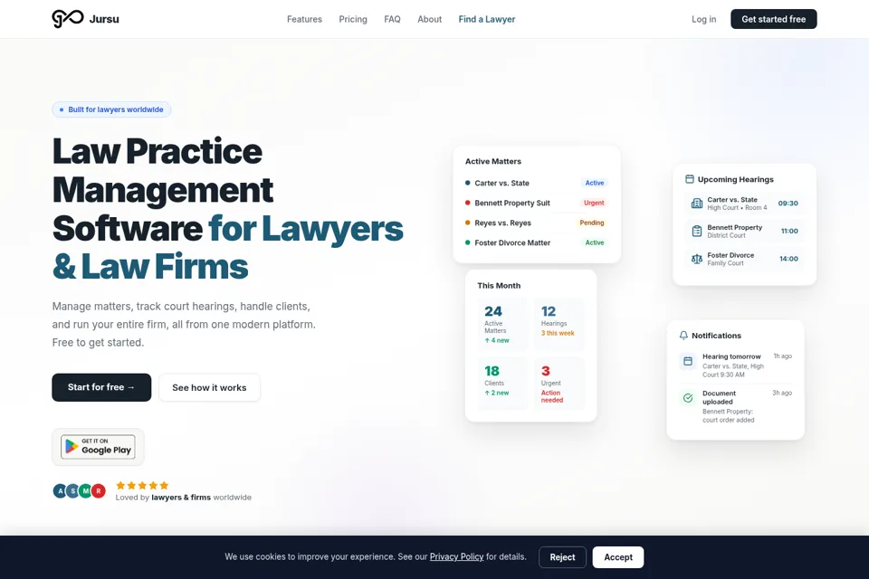 Aperçu de la landing page
