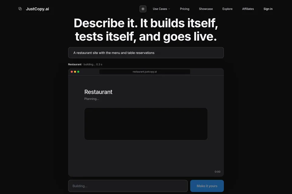 Aperçu de la landing page