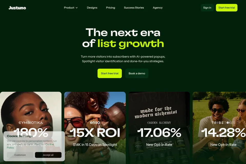 Aperçu de la landing page