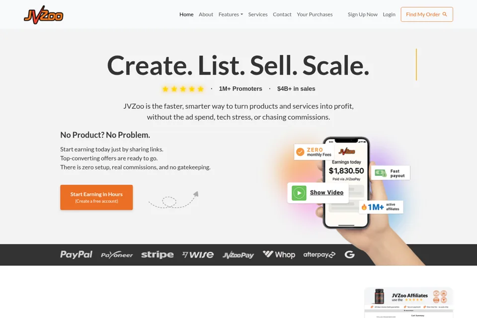 Aperçu de la landing page