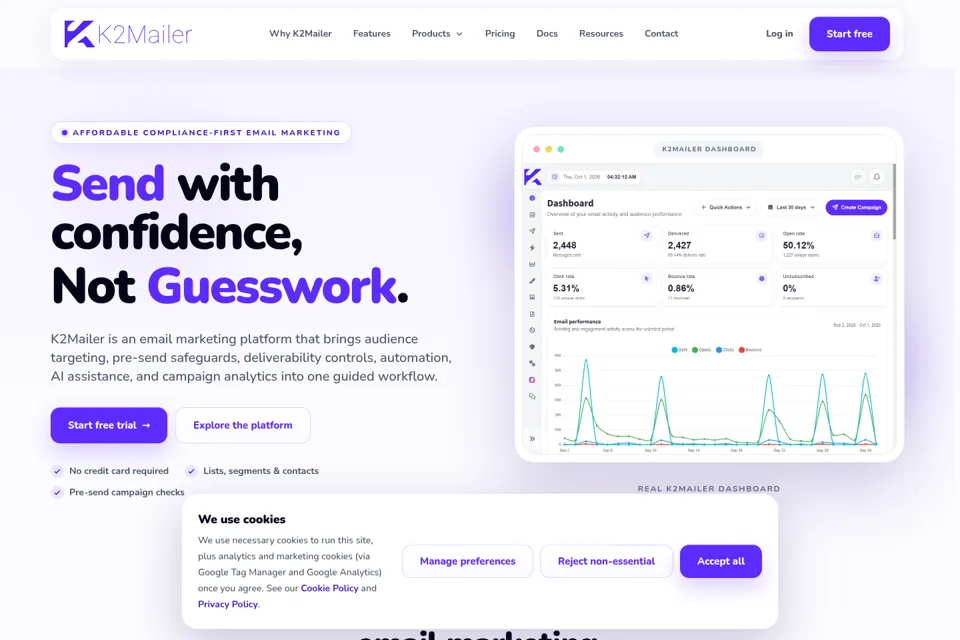 Aperçu de la landing page