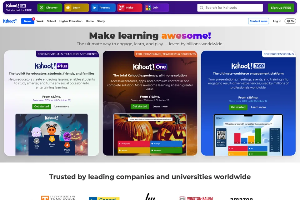 Aperçu de la landing page