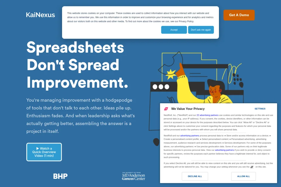 Aperçu de la landing page