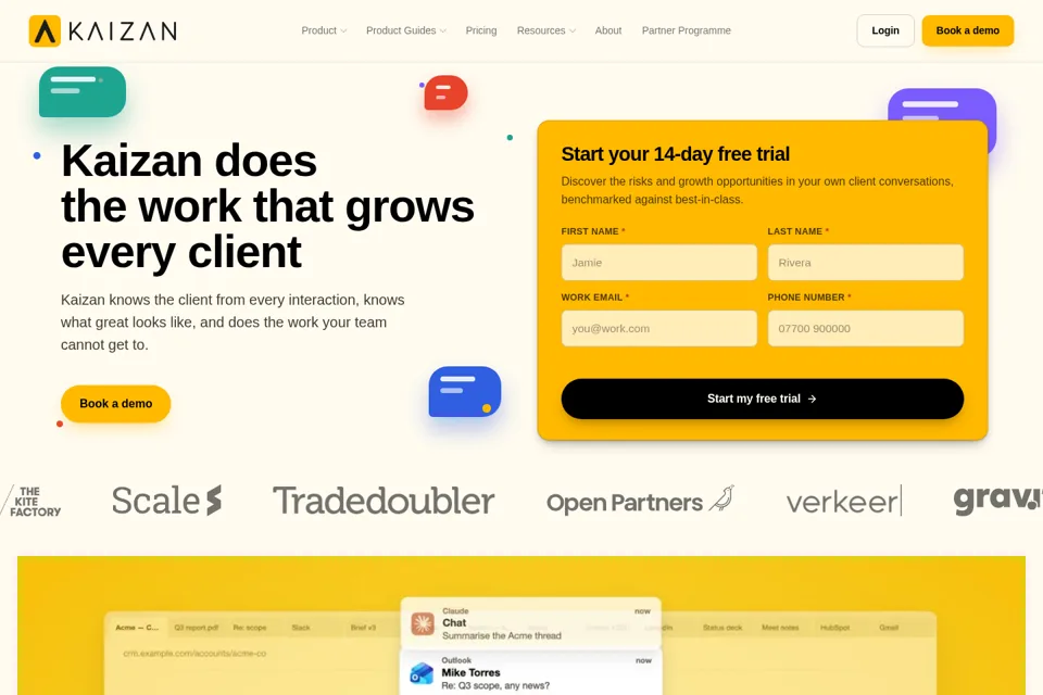 Aperçu de la landing page