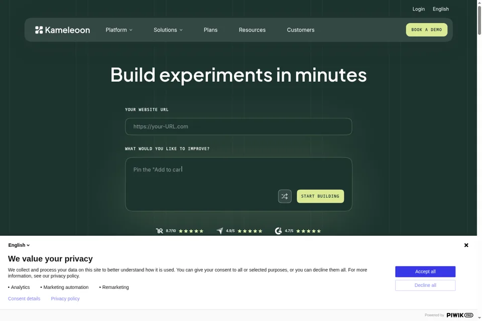Aperçu de la landing page