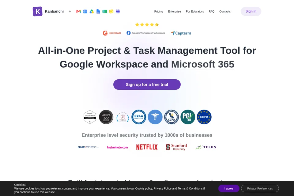 Aperçu de la landing page