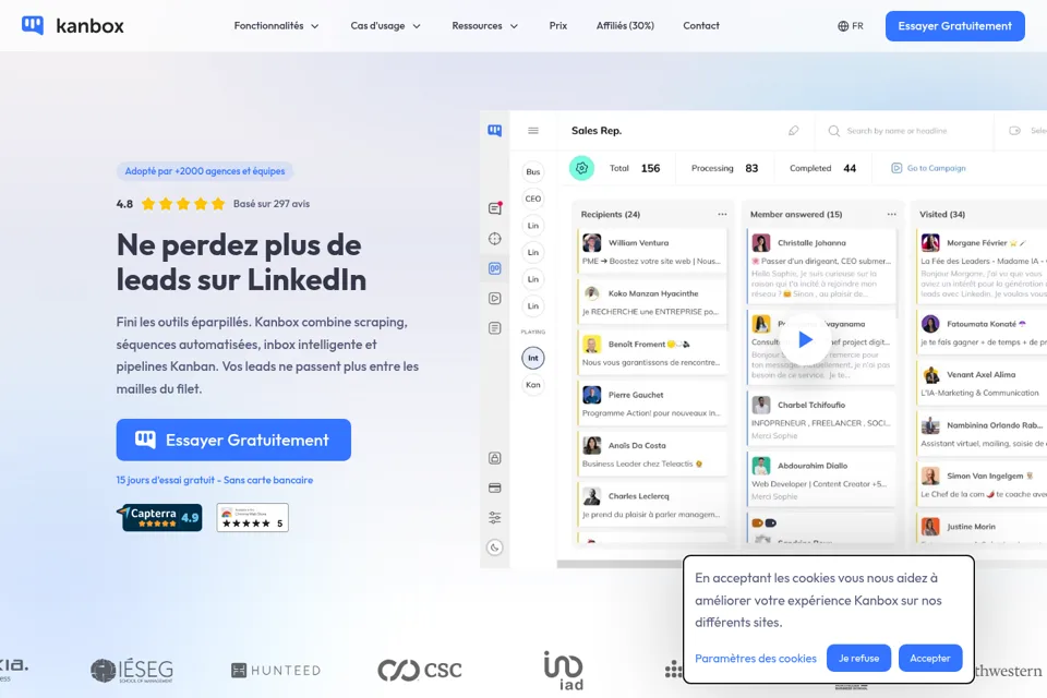 Aperçu de la landing page