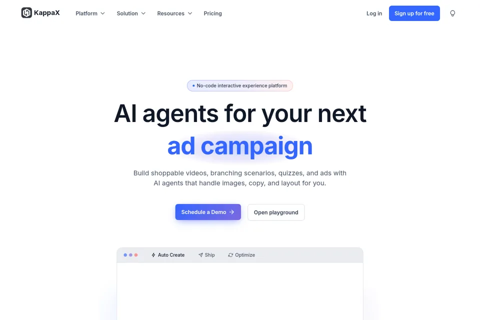 Aperçu de la landing page