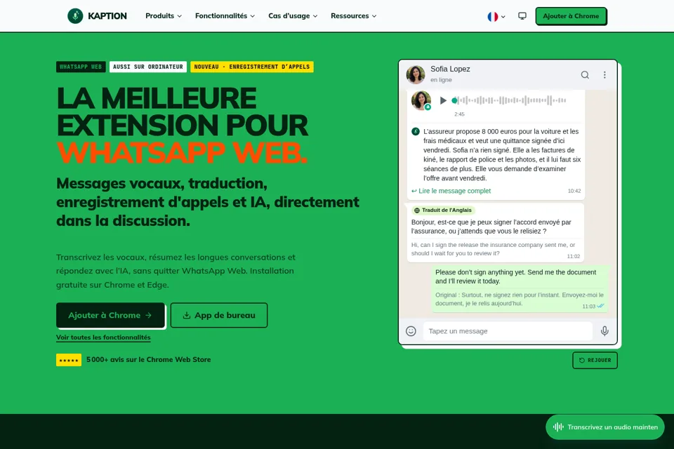 Aperçu de la landing page