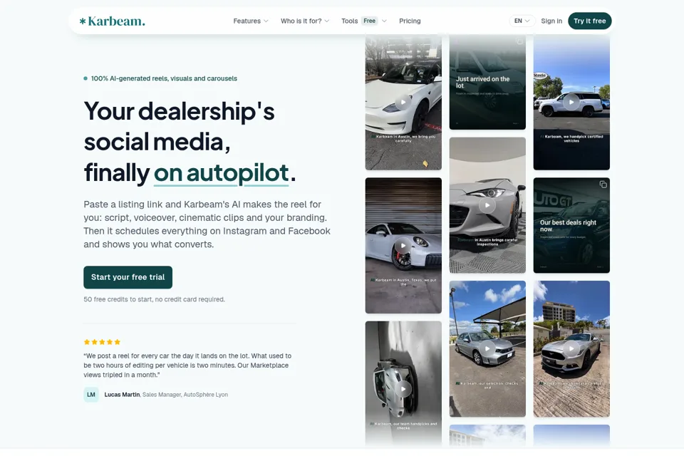 Aperçu de la landing page