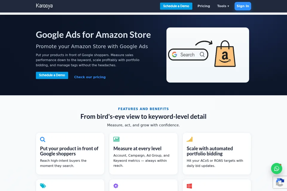 Aperçu de la landing page