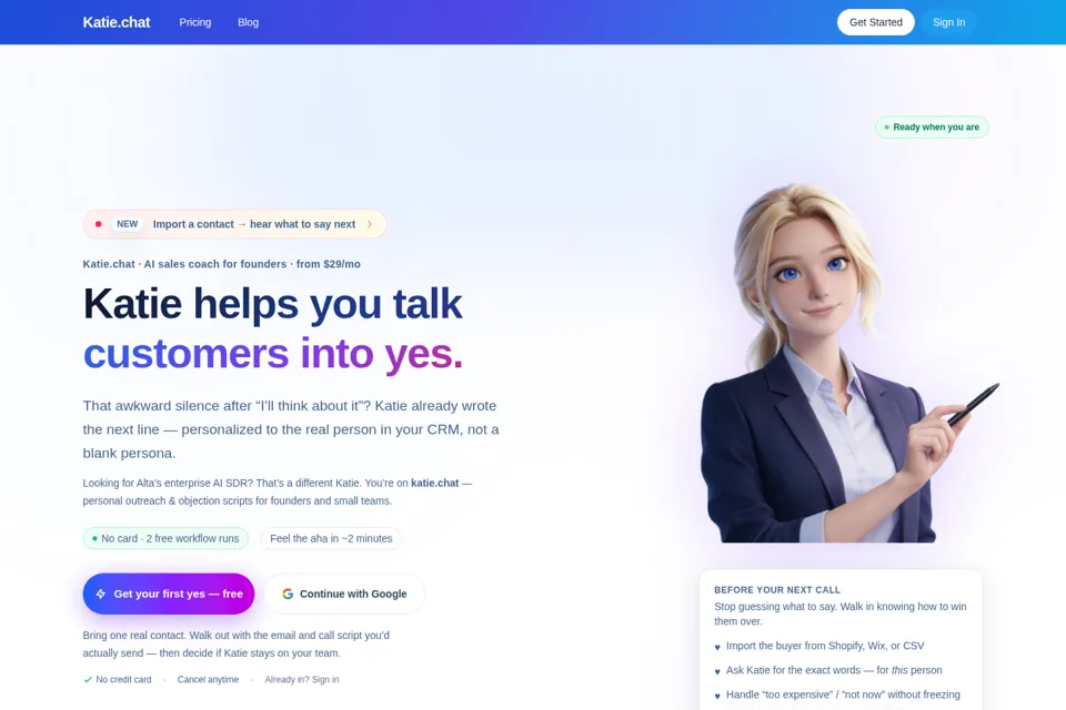 Aperçu de la landing page