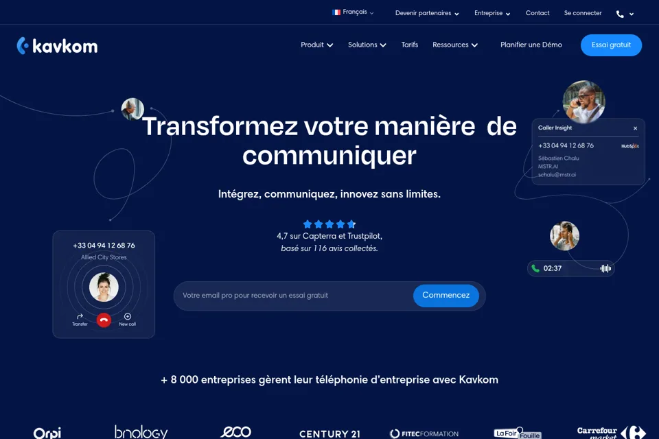 Aperçu de la landing page