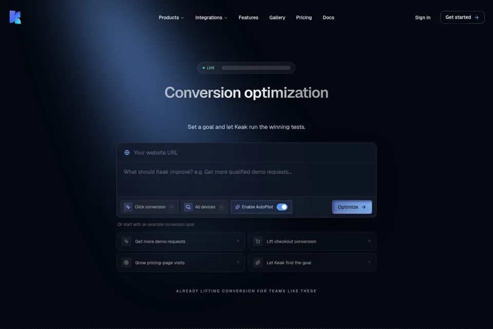 Aperçu de la landing page