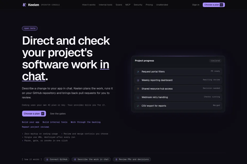 Aperçu de la landing page