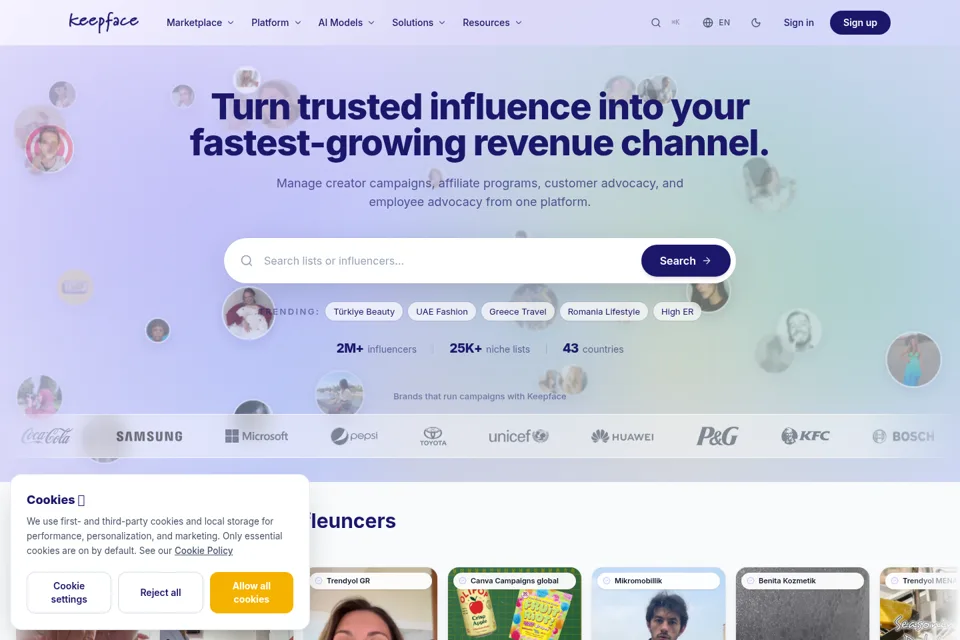 Aperçu de la landing page