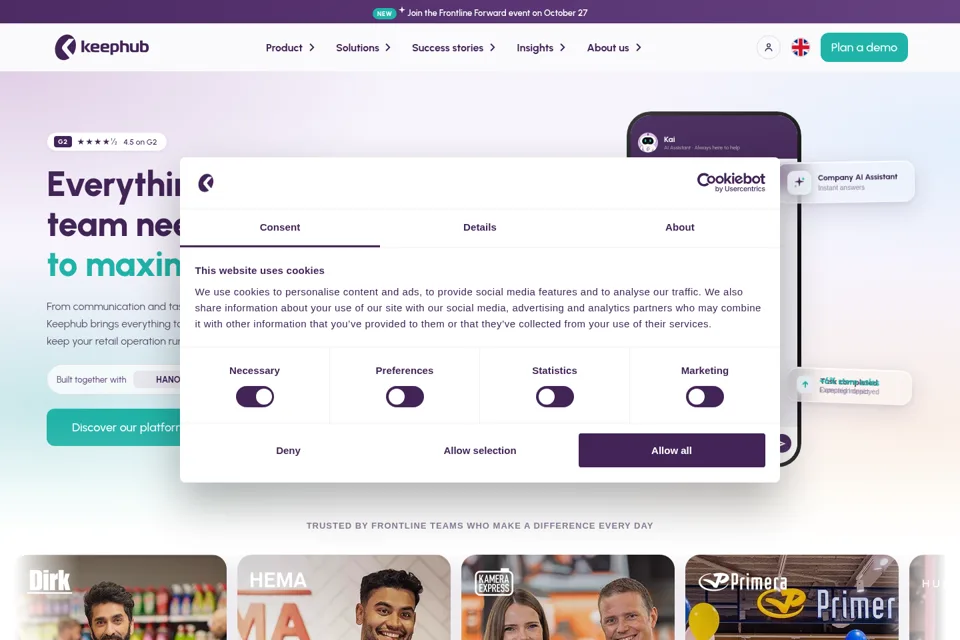 Aperçu de la landing page