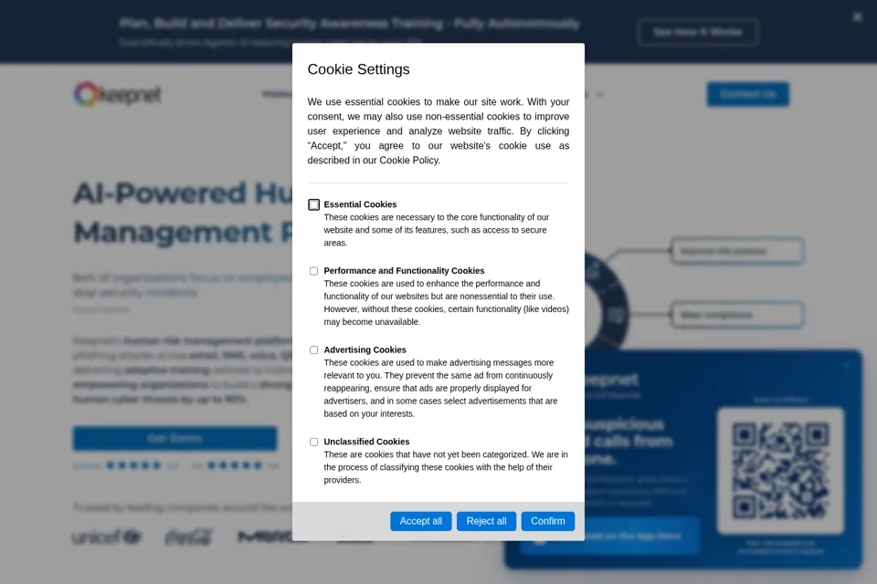 Aperçu de la landing page