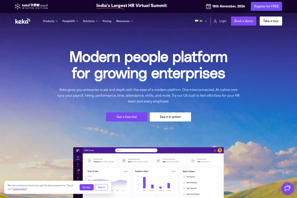 Aperçu de la landing page