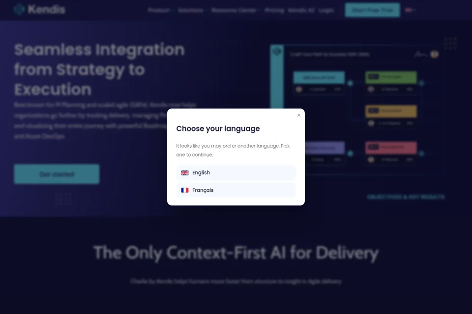 Aperçu de la landing page