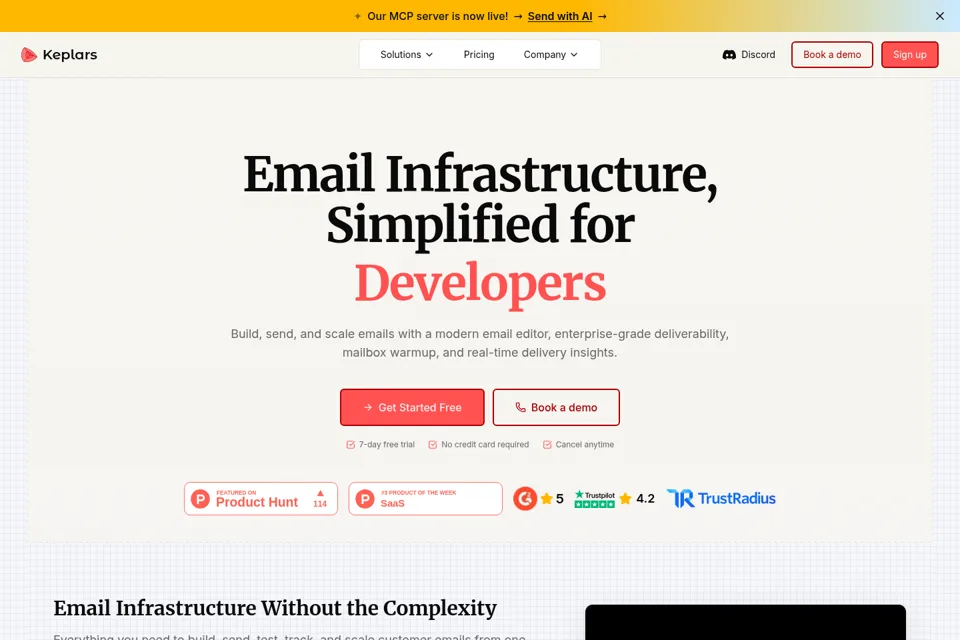 Aperçu de la landing page