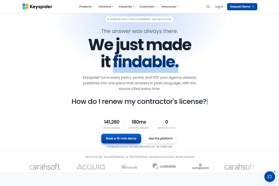 Aperçu de la landing page