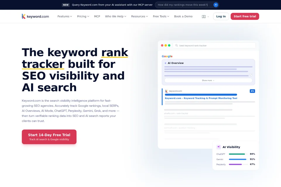 Aperçu de la landing page
