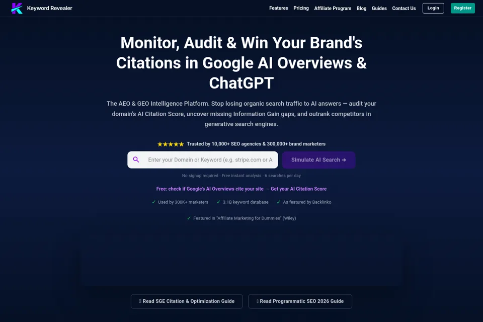 Aperçu de la landing page