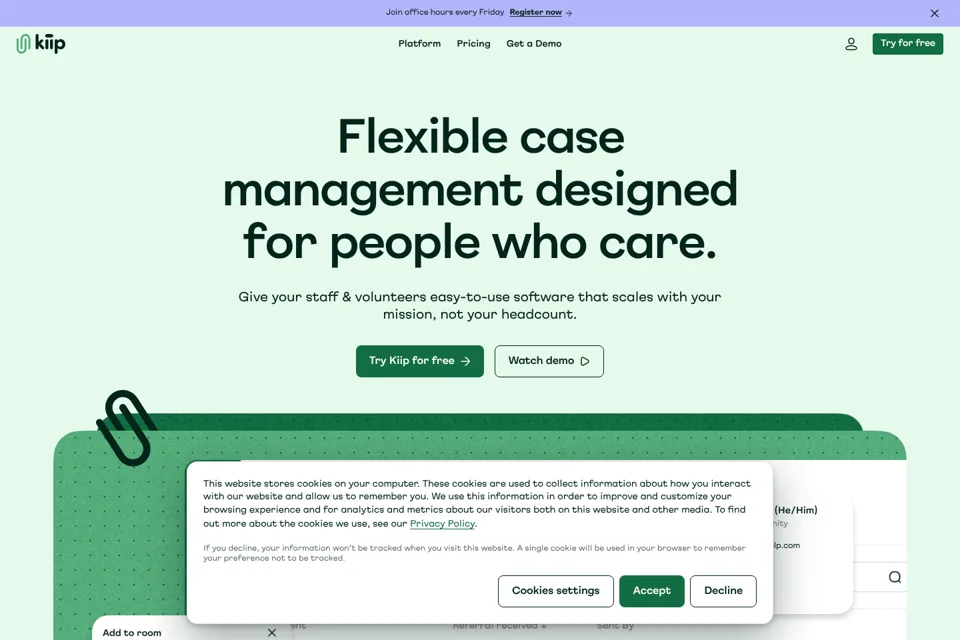 Aperçu de la landing page