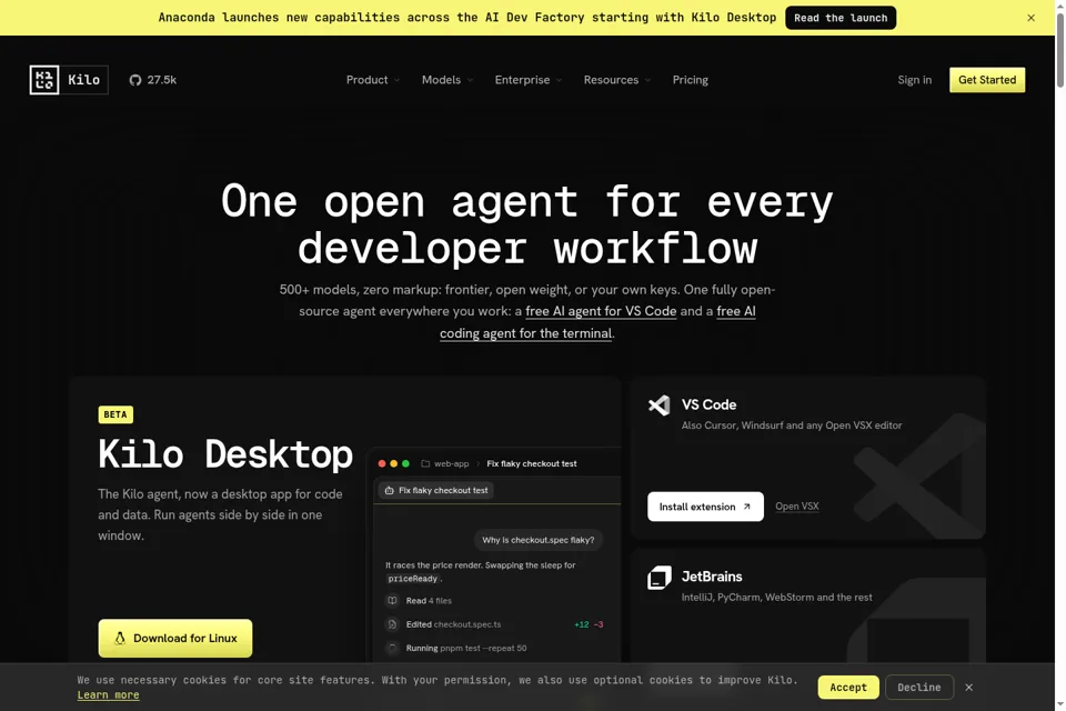 Aperçu de la landing page