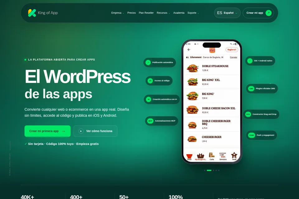 Aperçu de la landing page