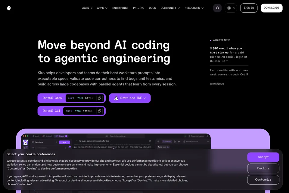 Landing page preview