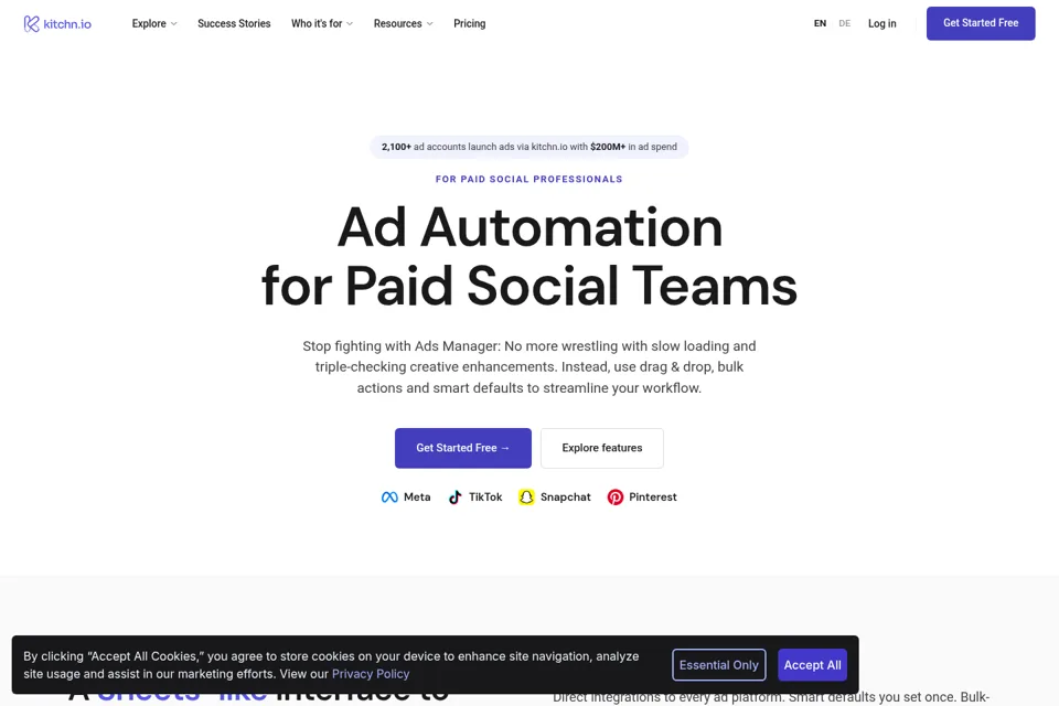Aperçu de la landing page