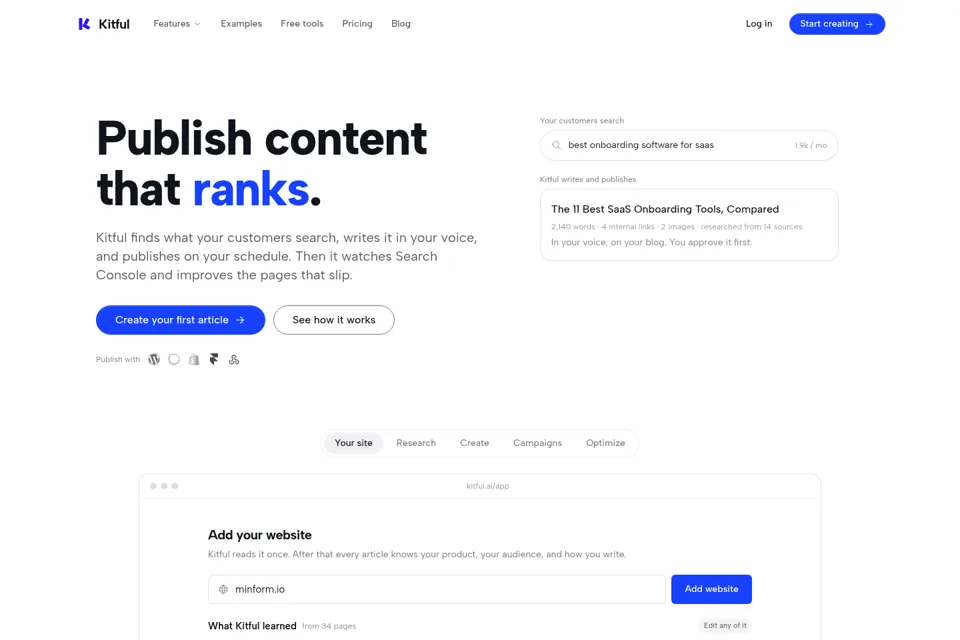Aperçu de la landing page