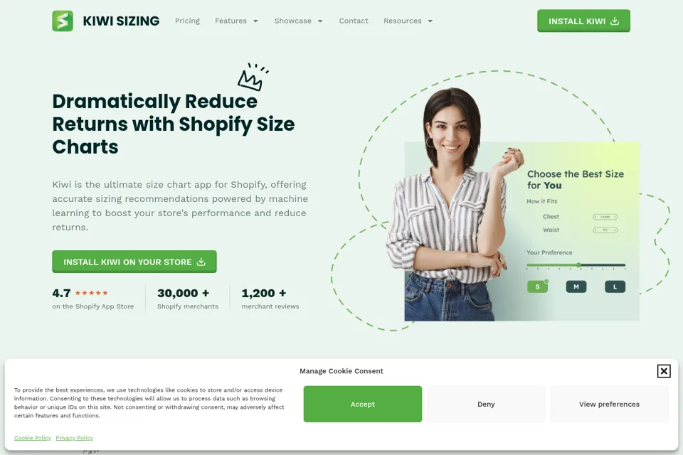 Aperçu de la landing page