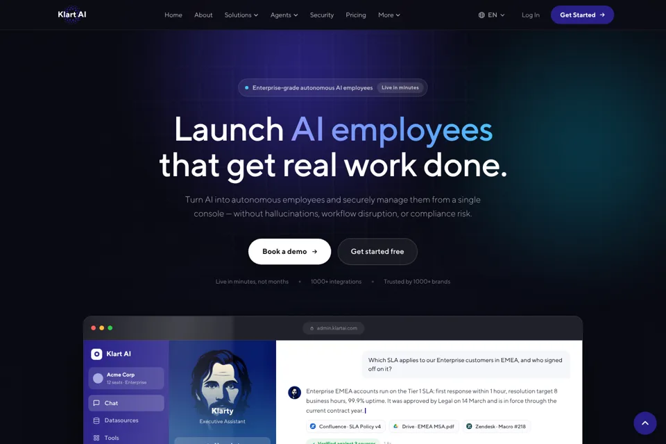 Aperçu de la landing page