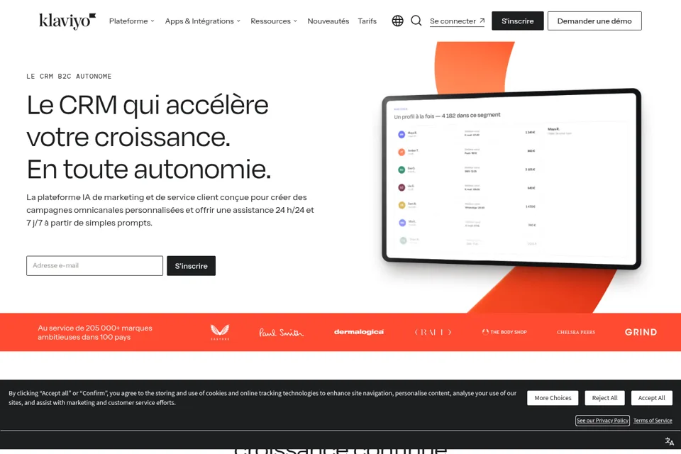 Aperçu de la landing page