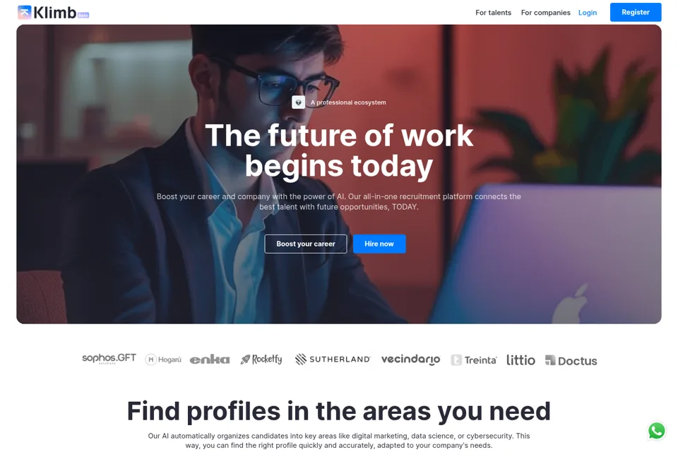 Aperçu de la landing page