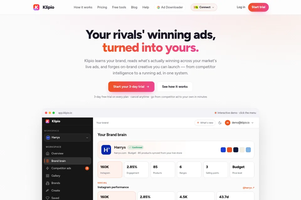 Aperçu de la landing page